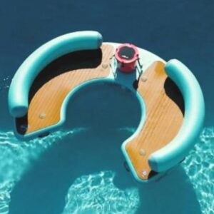 This Giant Curved Inflatable Dock Holds Up To 6 Adults and a Cooler