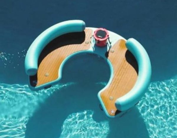 This Giant Curved Inflatable Dock Holds Up To 6 Adults and a Cooler