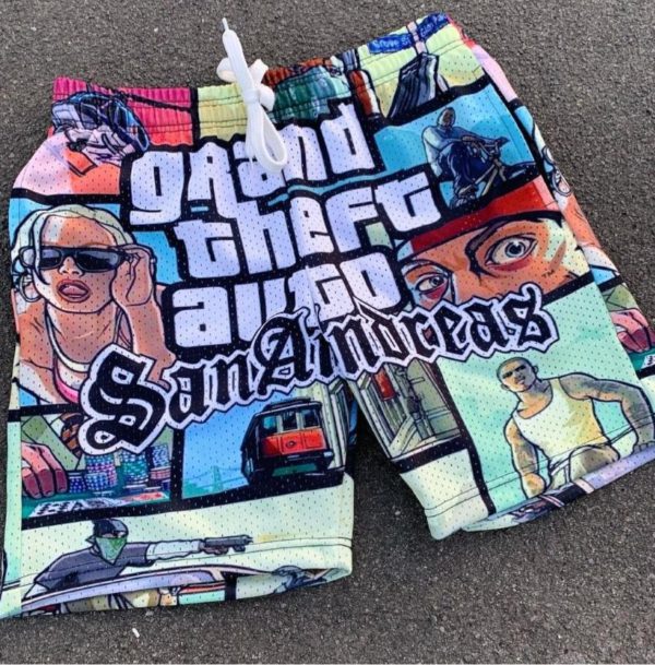 Casual creative comic print shorts