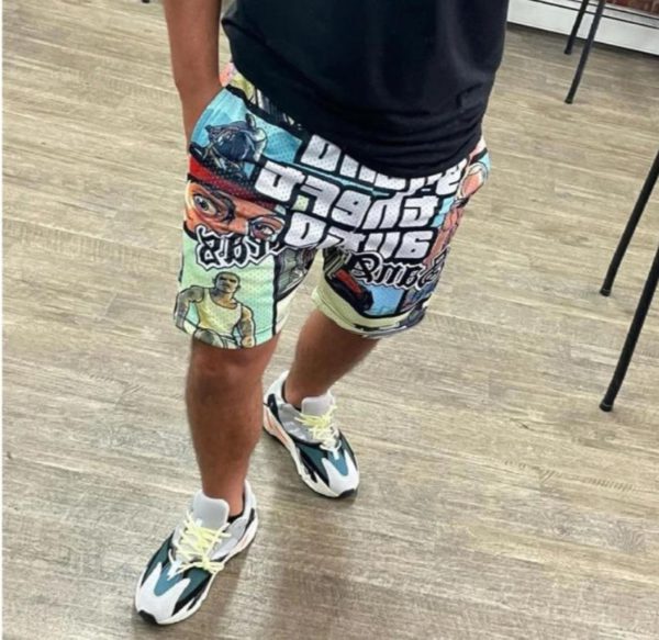 Casual creative comic print shorts