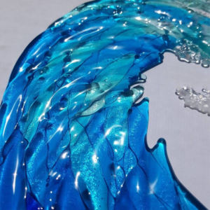 Ocean Wave Fused Glass Sculpture