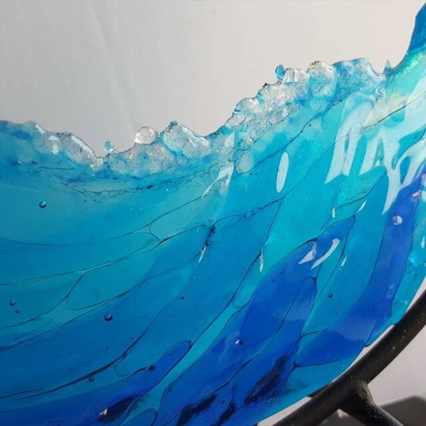 Ocean Wave Fused Glass Sculpture