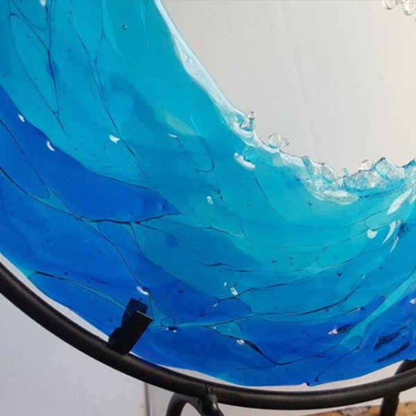 Ocean Wave Fused Glass Sculpture