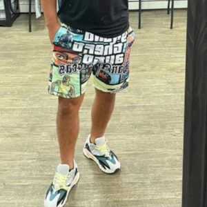 Casual creative comic print shorts