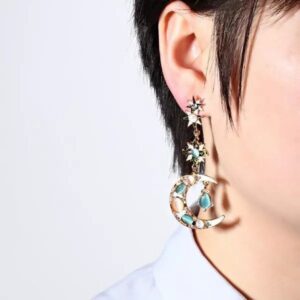 Jewelry-Stylish Trendy Star Sun Moon Rhinestone Crystal Stellar Dangle Earrings for Women Bohemian Jewelry