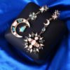 Jewelry-Stylish Trendy Star Sun Moon Rhinestone Crystal Stellar Dangle Earrings for Women Bohemian Jewelry