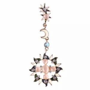 Jewelry-Stylish Trendy Star Sun Moon Rhinestone Crystal Stellar Dangle Earrings for Women Bohemian Jewelry