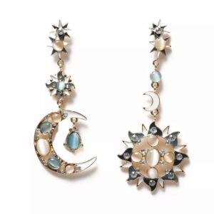 Jewelry-Stylish Trendy Star Sun Moon Rhinestone Crystal Stellar Dangle Earrings for Women Bohemian Jewelry