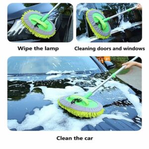 S Upgrade Three section telescopic car washing brushes mop With A Replacement Brush head cover