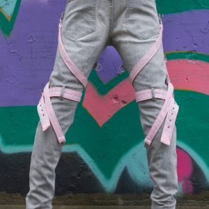 Locked & Loaded Jeans - Straps And Stones - Grey And Pink - LL102