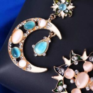 Jewelry-Stylish Trendy Star Sun Moon Rhinestone Crystal Stellar Dangle Earrings for Women Bohemian Jewelry