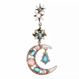 Jewelry-Stylish Trendy Star Sun Moon Rhinestone Crystal Stellar Dangle Earrings for Women Bohemian Jewelry