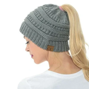 Halloween Sale - Soft Knit Ponytail Beanie Hat