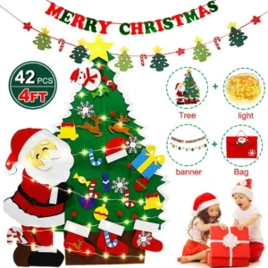 Felt Christmas Tree 4ft With LED Lights Strip 38 Pcs