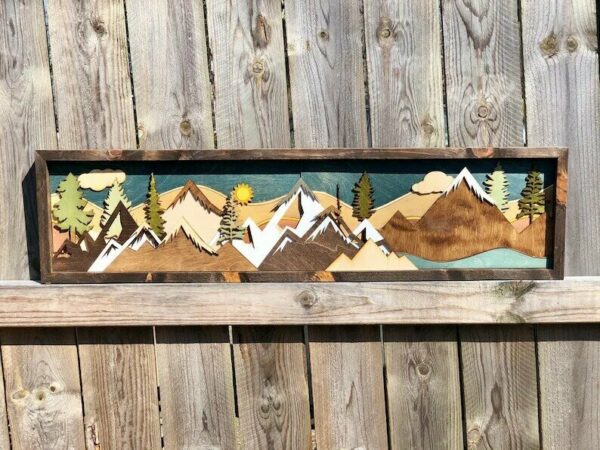 Handmade Wood Mountain Wall Art