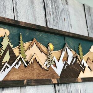 Handmade Wood Mountain Wall Art