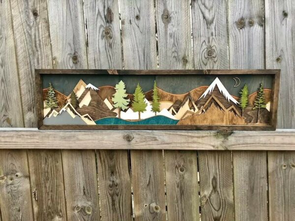 Handmade Wood Mountain Wall Art