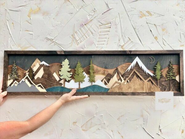 Handmade Wood Mountain Wall Art