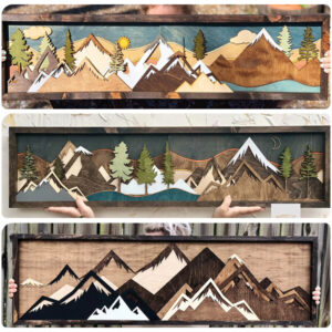 Handmade Wood Mountain Wall Art