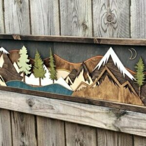 Handmade Wood Mountain Wall Art