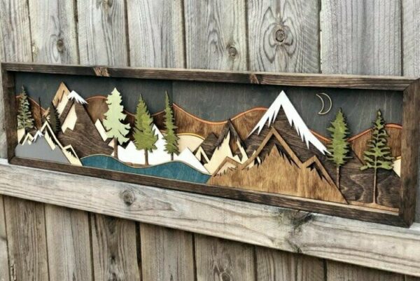 Handmade Wood Mountain Wall Art