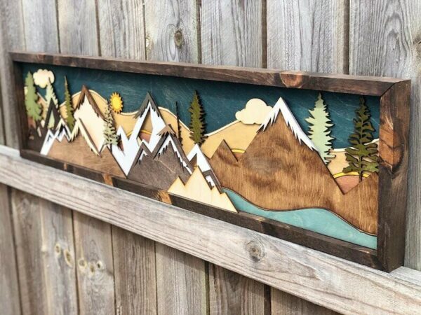 Handmade Wood Mountain Wall Art