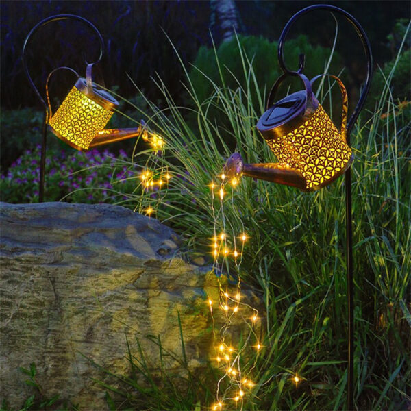 Solar Waterfall Lights Outdoor Garden Decor Yard Romantic Atmosphere