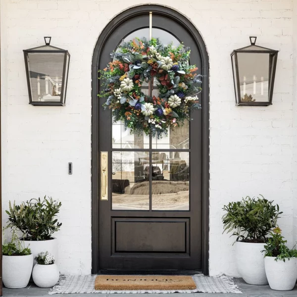 Autumn sale🎃White Pumpkins Ranunculus Wreath (50% discount)