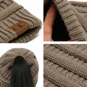 Halloween Sale - Soft Knit Ponytail Beanie Hat