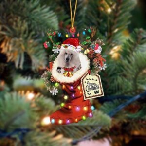 WHITE Standard Poodle-Xmas Boot-Two Sided Ornament