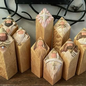 (🎄CHRISTMAS HOT SALE-50% OFF)Heaven Nativity Tree Pillar Statues Set（9Pcs）