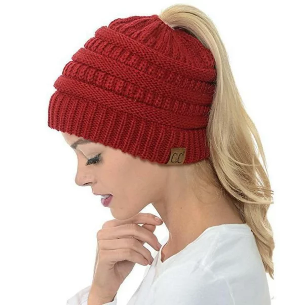 Halloween Sale - Soft Knit Ponytail Beanie Hat