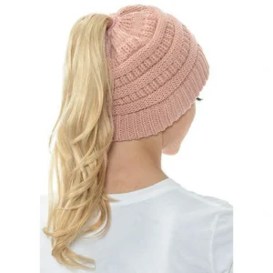 Halloween Sale - Soft Knit Ponytail Beanie Hat