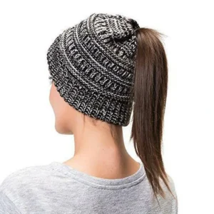 Halloween Sale - Soft Knit Ponytail Beanie Hat