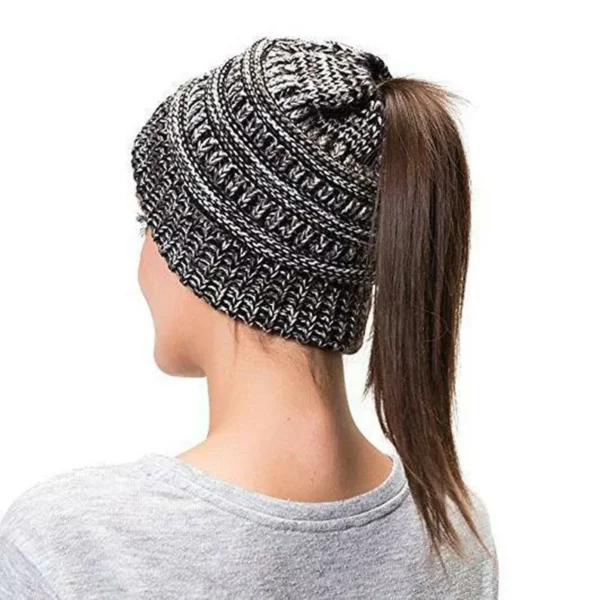 Halloween Sale - Soft Knit Ponytail Beanie Hat