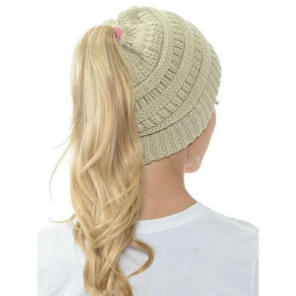 Halloween Sale - Soft Knit Ponytail Beanie Hat