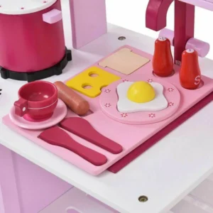 Wood Kitchen Toy Kids Cooking Pretend Play Set Wooden Playset Tool Bench for Kids