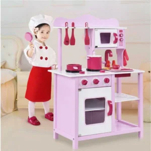 Wood Kitchen Toy Kids Cooking Pretend Play Set Wooden Playset Tool Bench for Kids