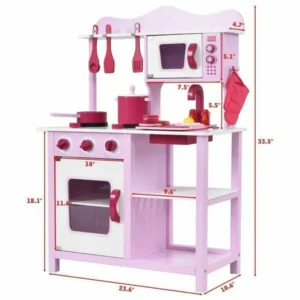 Wood Kitchen Toy Kids Cooking Pretend Play Set Wooden Playset Tool Bench for Kids