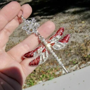 Snowflake Dragonfly Glittering Christmas Ornament