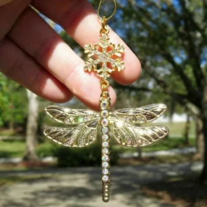 Snowflake Dragonfly Glittering Christmas Ornament