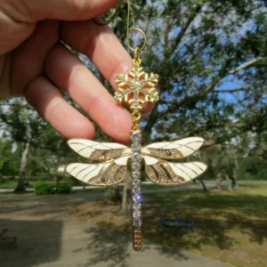 Snowflake Dragonfly Glittering Christmas Ornament