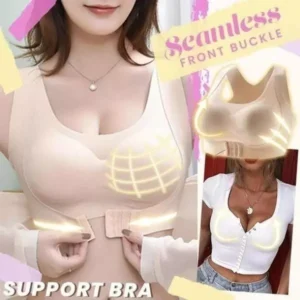 Ice Silk Seamless 3D Padded Front Buckle Support Bra