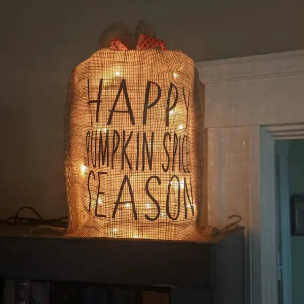 Lighted Burlap Sacks