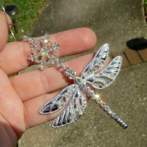 Snowflake Dragonfly Glittering Christmas Ornament