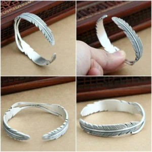 Joli Bracelet Plume en Argent