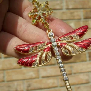 Snowflake Dragonfly Glittering Christmas Ornament