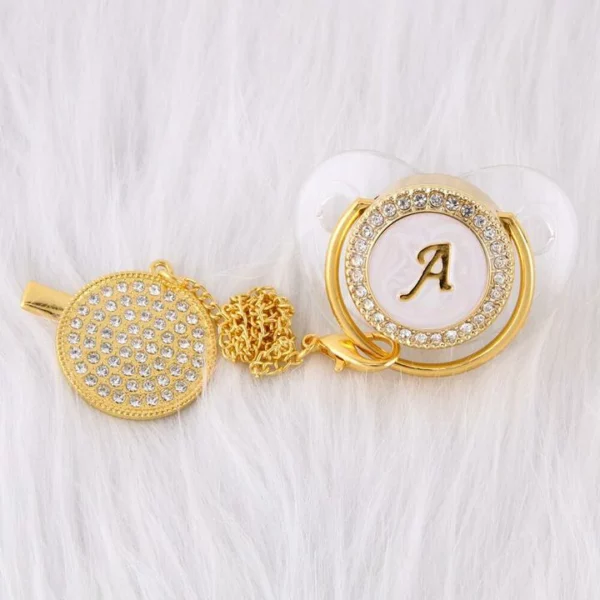 LETTER PEARL CRYSTAL PACIFIER