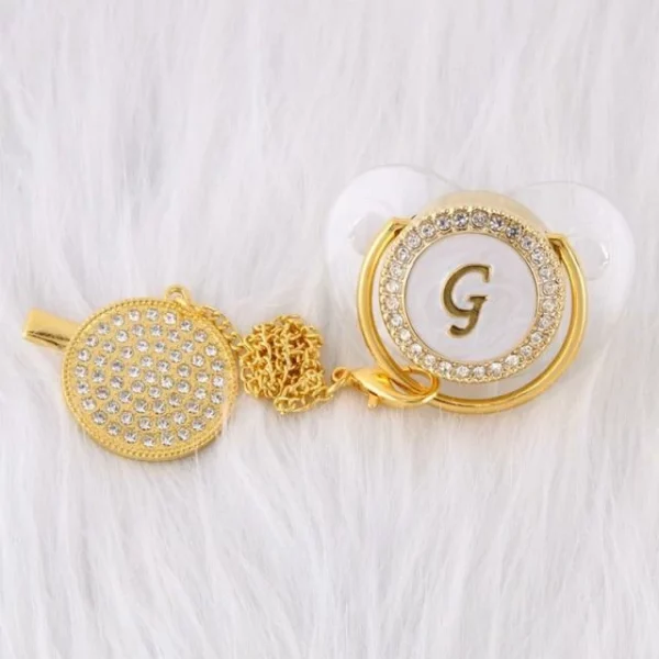 LETTER PEARL CRYSTAL PACIFIER