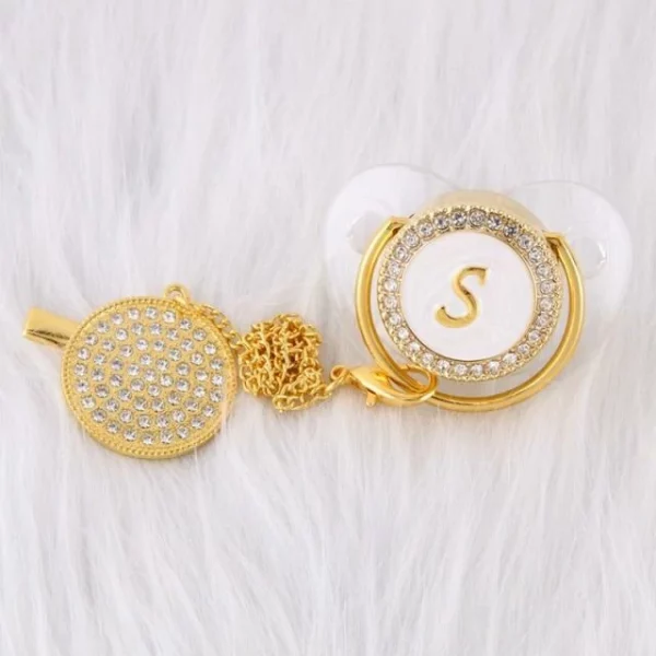 LETTER PEARL CRYSTAL PACIFIER